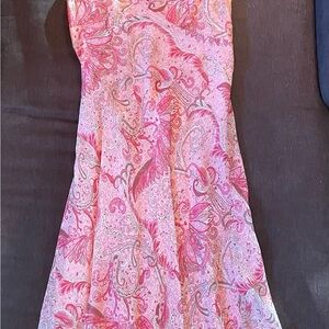 Ann Taylor Pink and Red Paisley Dress